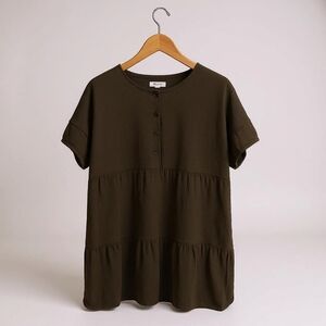 Elegant Madewell Olive Green Women's Dress Tiers Babydoll